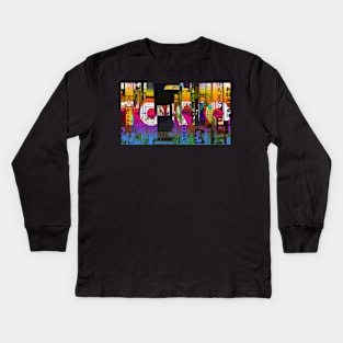 Bright Lights Of Neon Tokyo Kids Long Sleeve T-Shirt